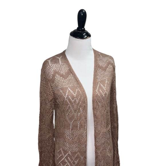 Sweet Envy Women's L Large Open Front Knit Cardigan Knit Knee Length Lightweight - Picture 2 of 8